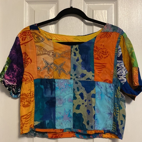 BOGO FREE Fun Patchwork Print Top and Shorts - Picture 2 of 5